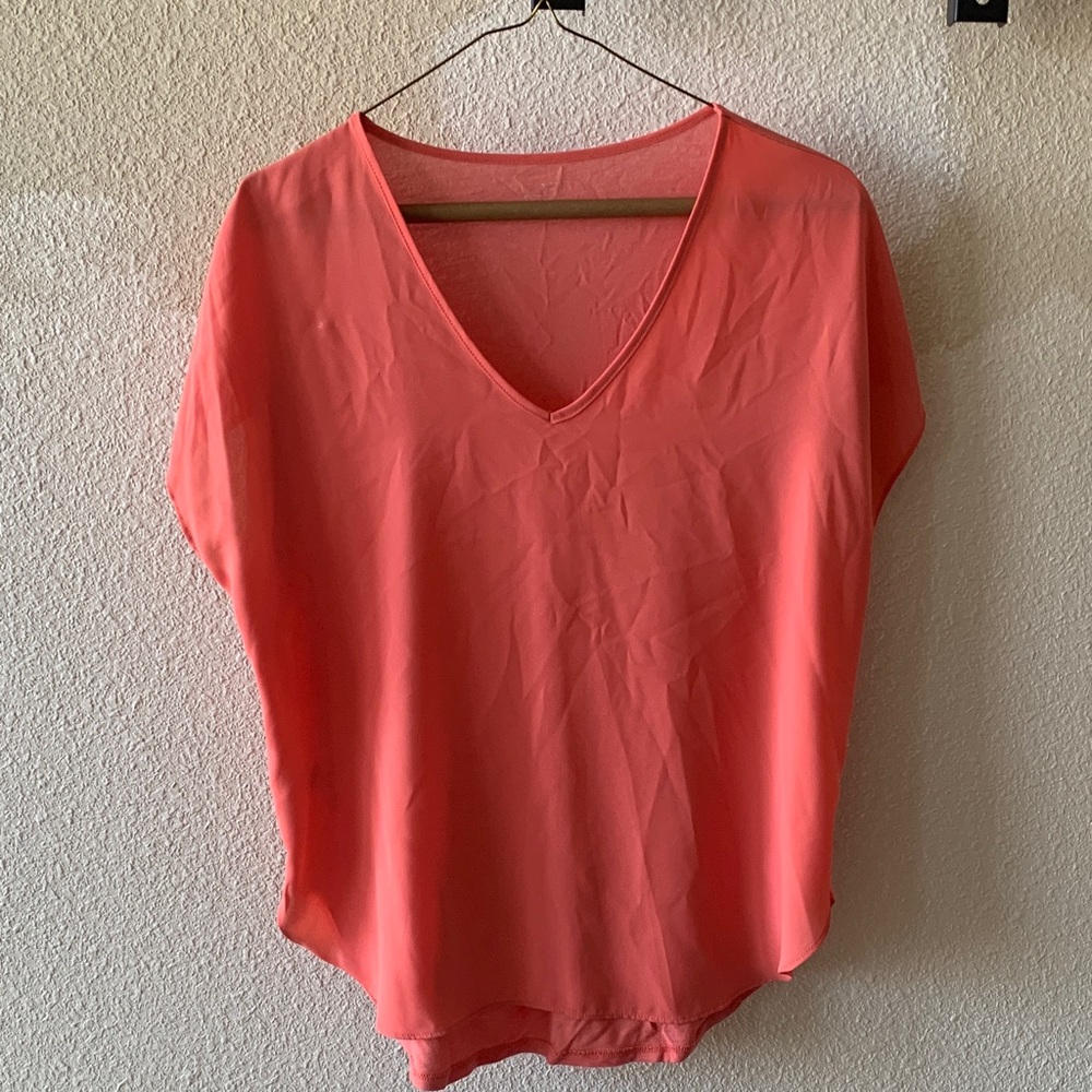 LOFT Coral V-Neck Blouse